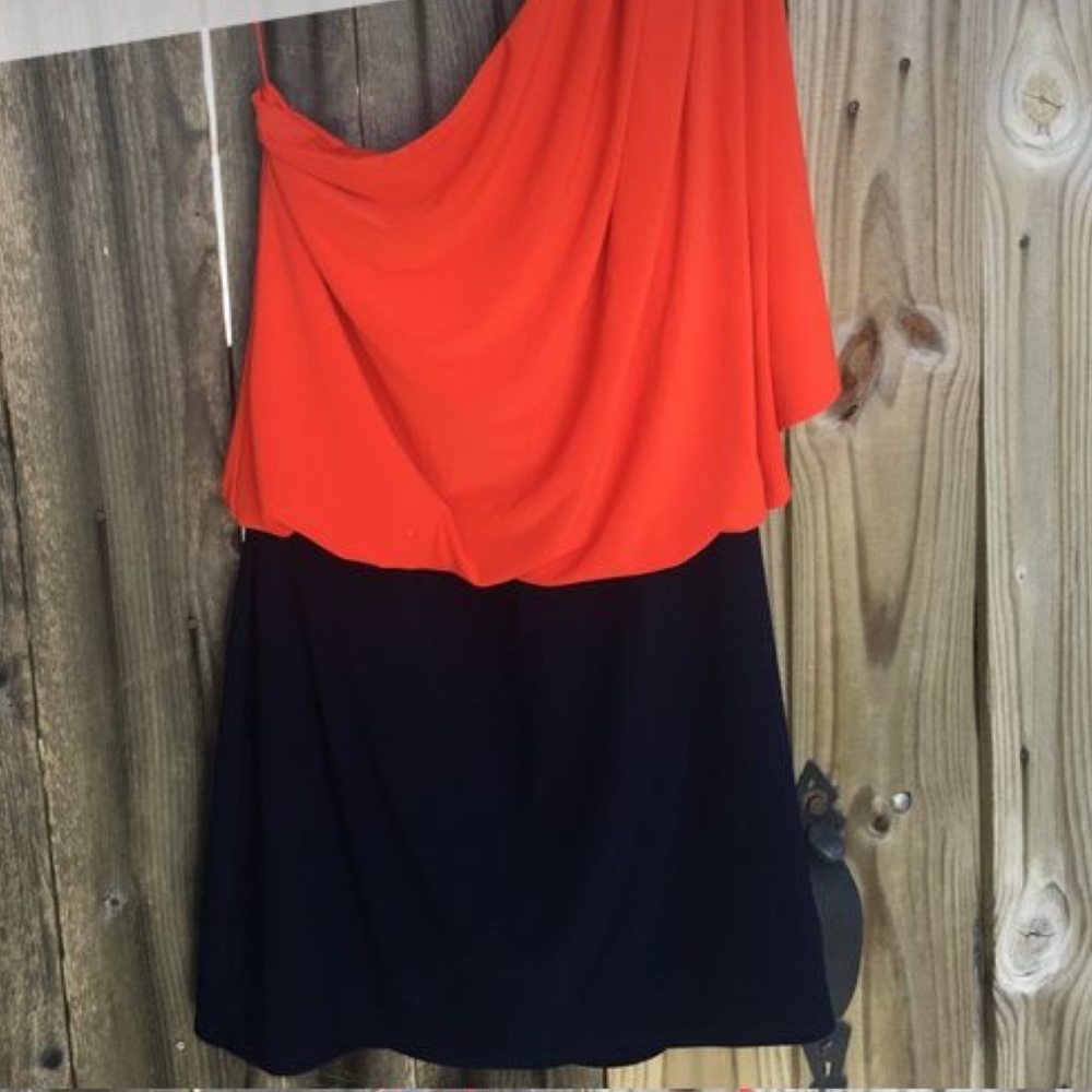 Jessica Simpson color block one shoulder mini dress - Picture 3 of 4